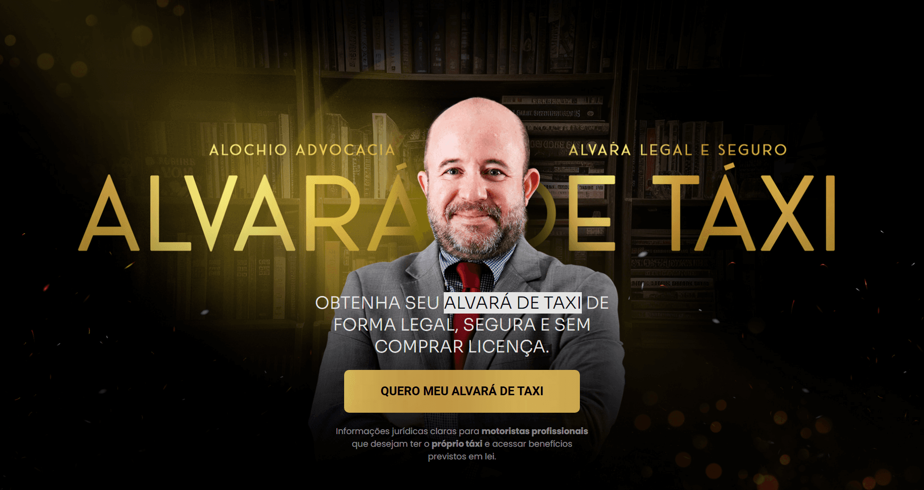 Landing page sobre alvará de táxi