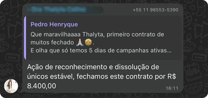 Testemunho Dra. Thalyta Caline - R$ 8,4k em 5 dias